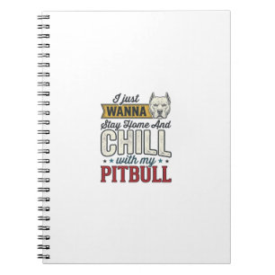 Vintage Pitbull Blijf Thuis En Chillen Hond Liefhe Notitieboek
