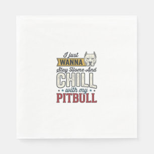 Vintage Pitbull Blijf Thuis En Chillen Hond Liefhe Servet