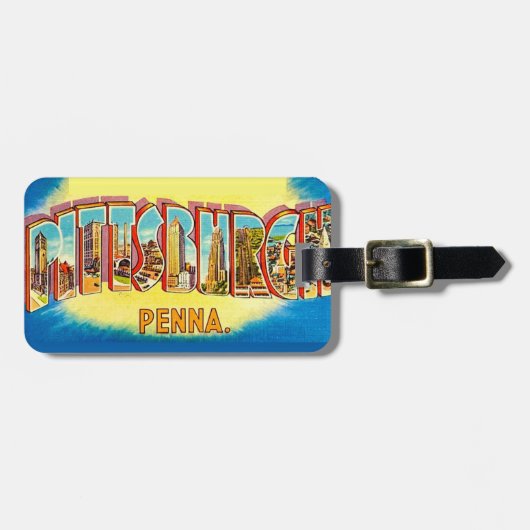 Vintage Pittsburgh Postcard Luggage Tag Bagagelabel (Voorkant horizontaal)