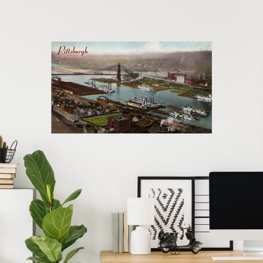 Vintage Pittsburgh Poster van 1800 (Thuiskantoor)