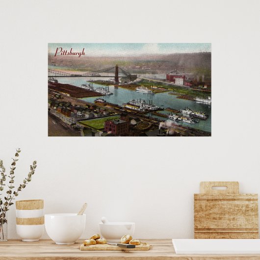 Vintage Pittsburgh Poster van 1800 (Keuken)