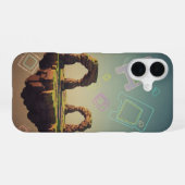 Vintage Pixel-Arcade Fantasy Plateau iPhone 16 Hoesje (Achterkant horizontaal)