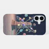 Vintage Pixel-Arcade Mystiek Monument iPhone 16 Hoesje (Achterkant horizontaal)