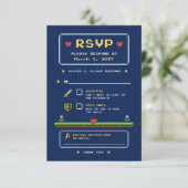 Vintage Pixel Art Videospel  RSVP Kaartje (Staand voorkant)