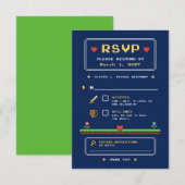 Vintage Pixel Art Videospel  RSVP Kaartje (Voorkant / Achterkant)