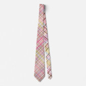 Vintage Plaid Lente Bruiloft Roze Geel Pastel Stropdas (Voorkant)