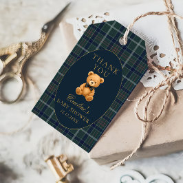 Vintage Plaid Teddy Bear Baby Shower Gift Tags  Cadeaulabel