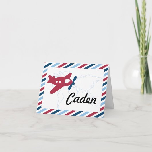 Vintage Plane Airmail Thank you Bedankkaart (Voorkant)