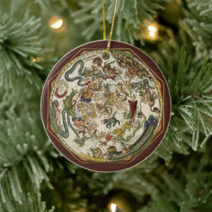 Vintage Planisfeer Hemelkaart door Peter Apian Keramisch Ornament
