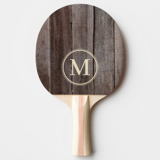 Vintage Planks Monogramm Tafeltennisbatje (Voorkant)
