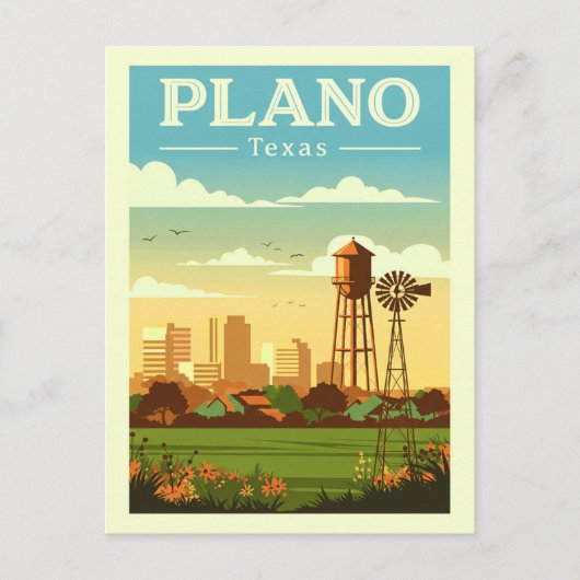 Vintage Plano Texas Briefkaart (Voorkant)