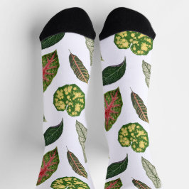 Vintage Plant Leaf Novelty Socks - White Sokken