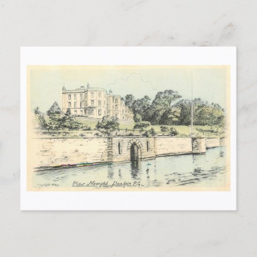 Vintage Plas Newydd Huis Briefkaart (Voorkant)