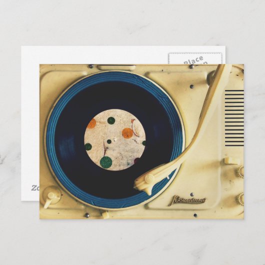 Vintage Platenspeler Briefkaart (Voorkant / Achterkant)