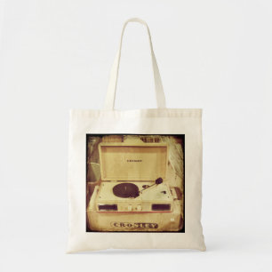 Vintage Platenspeler Canvas tas