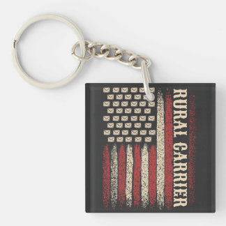 Vintage Plattelandspostbode USA Vlag voor Patriott Sleutelhanger