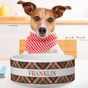 Vintage Play Rode groene witte cheques op maat Voerbakje