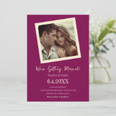 Vintage Plum and Cream Retro Photo Wedding Kaart (Staand voorkant)