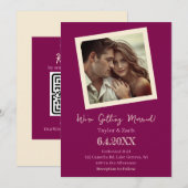 Vintage Plum and Cream Retro Photo Wedding Kaart (Voorkant / Achterkant)