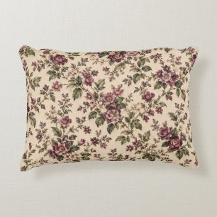 Vintage Plum Cottage Bloemen Accent Kussen