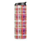 Vintage Plum Peach Grape Retro Plaid  Thermosbeker (Gedraaid links)