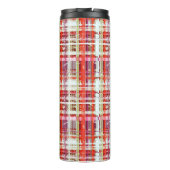 Vintage Plum Peach Grape Retro Plaid  Thermosbeker (Achterkant)