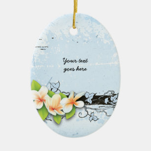 Vintage plumeria en ionen blauw ornament