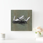 Vintage Pocket Knife Art Vierkante Klok (Huis)