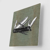 Vintage Pocket Knife Art Vierkante Klok (Hoek)