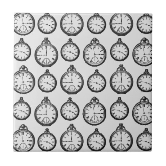 Vintage Pocket Watches Pattern Tegeltje (Voorkant)