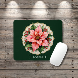 Vintage Poinsettia Bloemen Muismat