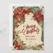 Vintage Poinsettia Christmas Feestdagenkaart (Voorkant)