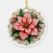 Vintage Poinsettia Doily Keramisch Ornament (Voorkant)