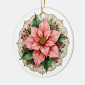 Vintage Poinsettia Doily Keramisch Ornament (Links)
