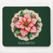 Vintage Poinsettia Floral Muismat (Voorkant)