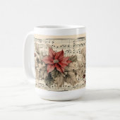 Vintage Poinsettia Koffiemok (Voorkant links)