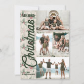 Vintage Poinsettias Merry Christmas Photo Feestdagenkaart (Voorkant)