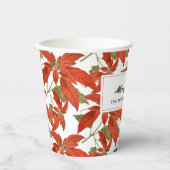 Vintage Poinsettias Merry Kerstmis Papieren Bekers (Voorkant)