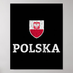 Vintage Polen Voetbalshirt Pools Polska Voetbal Poster