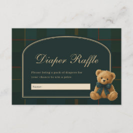 Vintage Polo Plaid Teddybeer Luierloterij Informatiekaartje