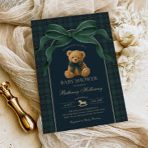 Vintage Polo Teddy Bear Groen Geruite Baby Shower