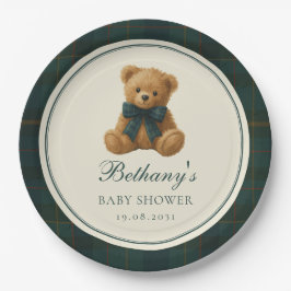 Vintage Polo Teddy Bear Jongens Baby Shower Papieren Bordje