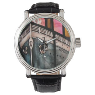 Vintage polshorloge met de boeg van de Titanic Horloge