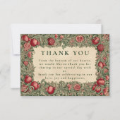 Vintage Pomegranate Garden Wedding Bedankkaart (Voorkant)