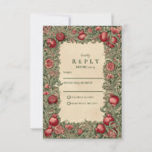 Vintage Pomegranate Garden Wedding RSVP Kaartje (Voorkant)