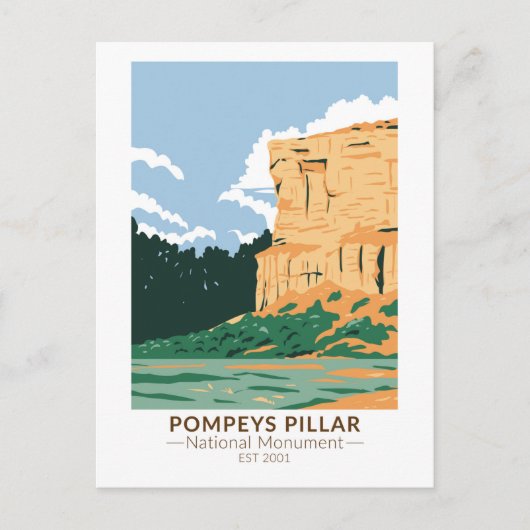 Vintage Pompeys Pillar National Monument Montana Briefkaart (Voorkant)