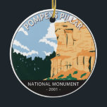 Vintage Pompeys Pillar National Monument Montana Keramisch Ornament<br><div class="desc">Ontwerp van vectorillustraties van Pompeys Pillar. Het is een van de kleinste nationale monumenten in de VS</div>