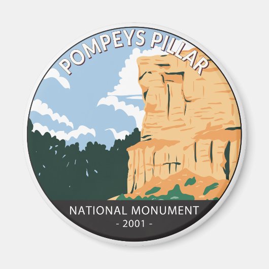 Vintage Pompeys Pillar National Monument Montana Magneet (Voorkant)