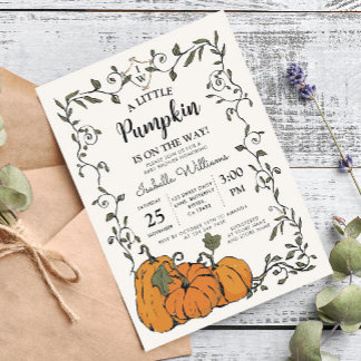 Vintage Pompoen Geslachtsonzijdige Baby Shower Kaart