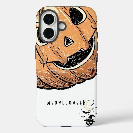Vintage Pompoen Kat “Meowloween” iPhone Hoesje (Achterkant)
